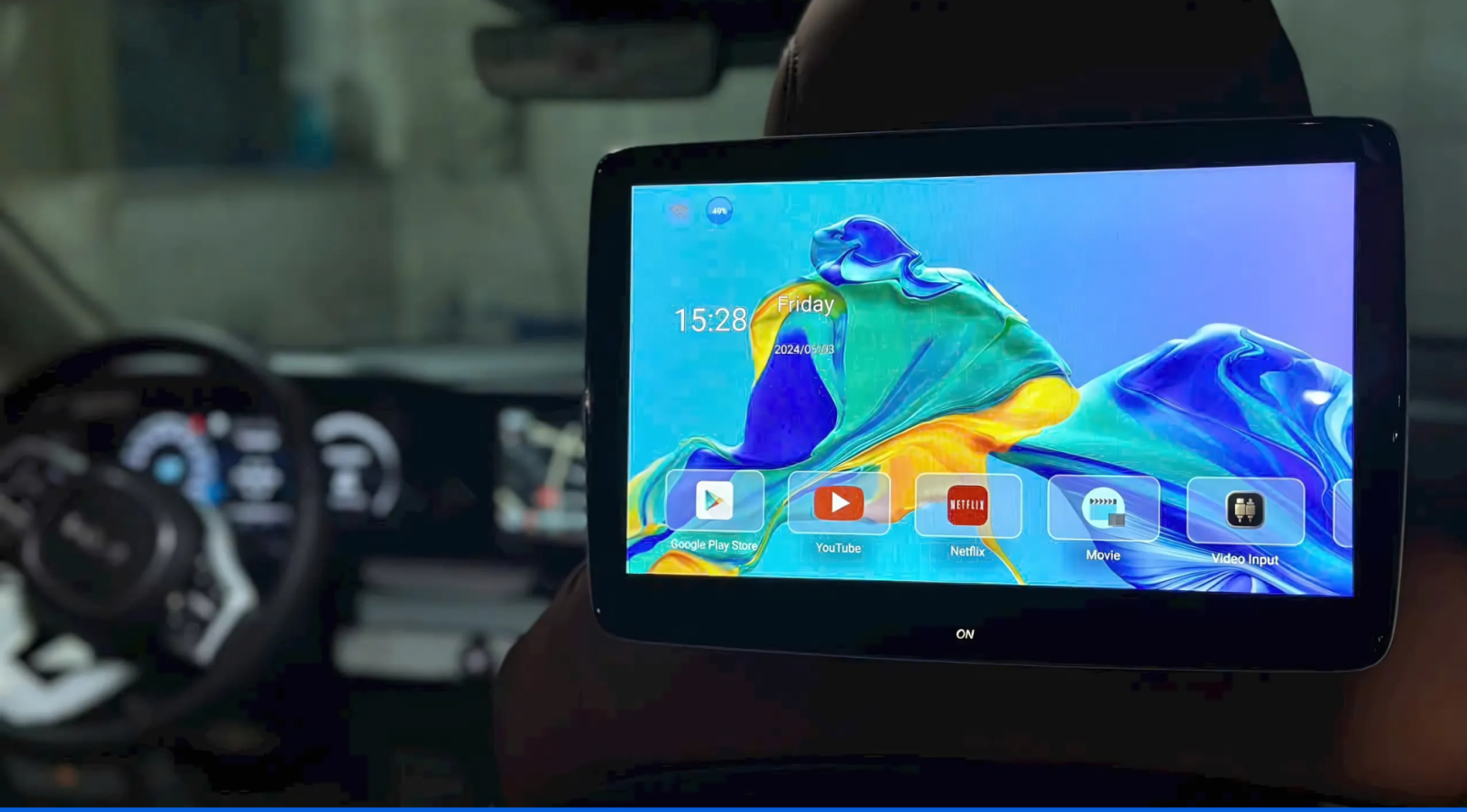 Màn hình Android gối đầu 9 inch HD mang đến khung hình rộng rãi cho hành khách sau xe
